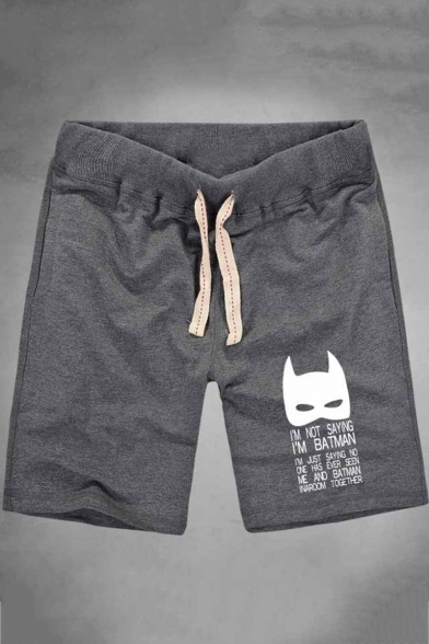 Men's Summer Hot Fashion Letter Bat Printed Drawstring Waist Relaxed Cotton Sweat Shorts