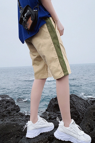 Men's Summer Trendy Letter Printed Flap Pocket Side Casual Cotton Cargo Shorts