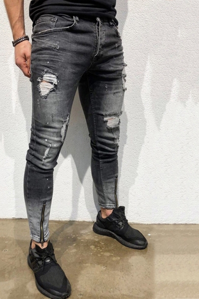cuffed black skinny jeans