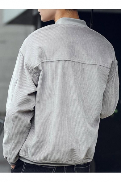 solid zip up corduroy jacket