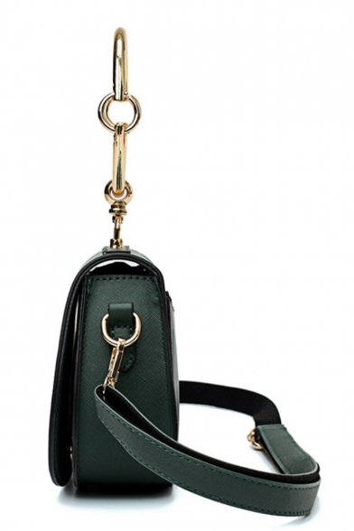 New Collection Funny Figure Forest Printed Ring Handle Green Crossbody Saddle Bag Satchel Handbag 18*6*15 CM