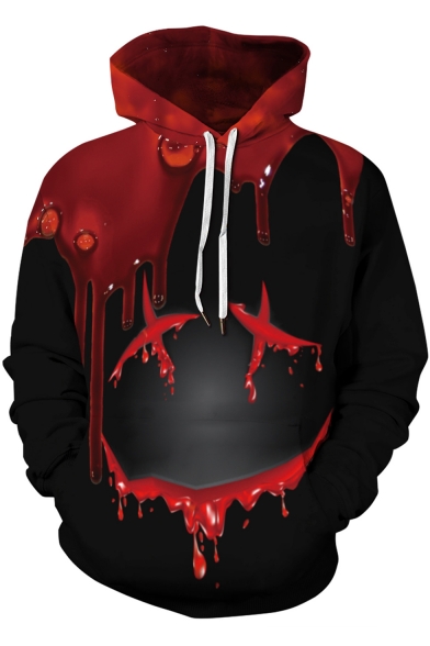 New Fashion Halloween Blood Smile Face Print Black Unisex Hoodie