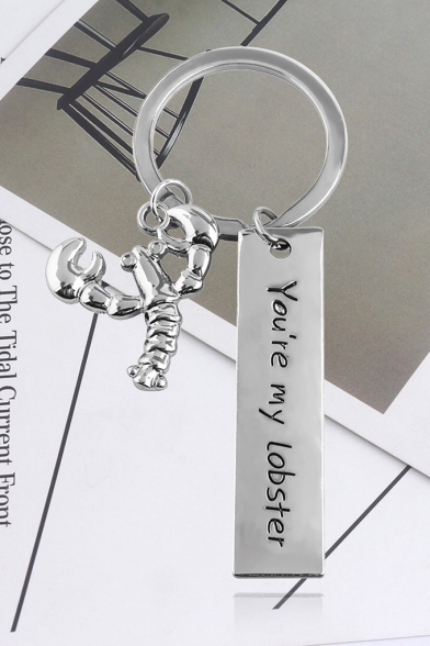 Popular Funny Letter YOU ARE MY LOBSTER Silver Key Ring