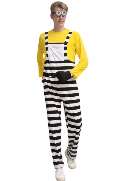 Popular Halloween Cosplay Costume Stripes Printed Overall Pants for Men