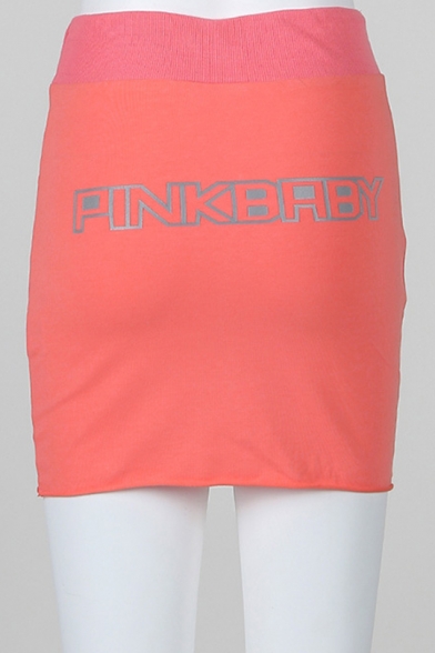 Summer Hot Stylish High Waist Pink Reflective Light Fitted Mini Skirt