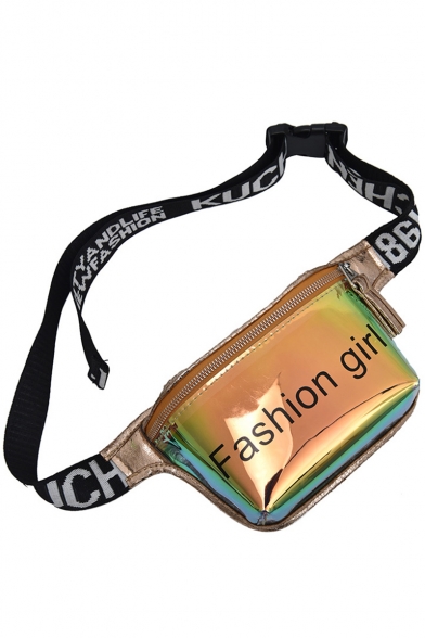 Trendy Letter FASHION GIRL Printed Laser Crossbody Belt Bag 20*13*5 CM