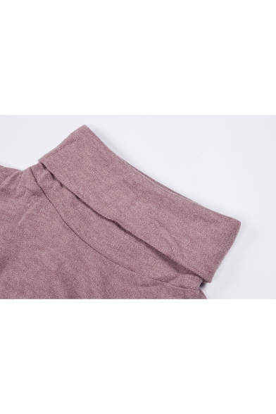 Womens Fancy Turtleneck Long Sleeve Plain Maxi Bodycon Knit Dress
