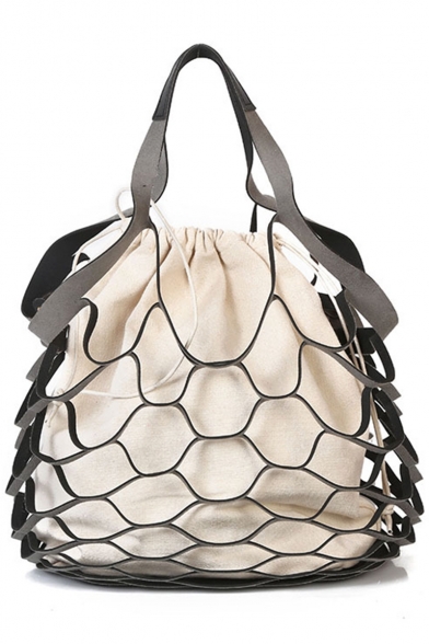 Designer Creative Solid Color Net Bucket Bag Shoulder Tote Bag 26*28*16 CM