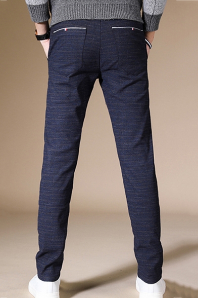 Fashion Basic Simple Plain Cotton and Linen Casual Slim Dress Pants for Men