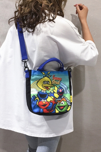 Lovely Cartoon Character Printed Portable Canvas Crossbody Bag 26*24*5cm
