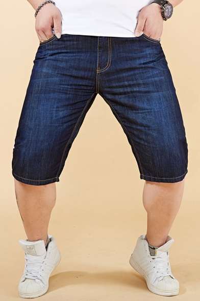 Men's Fashion Basic Plain Vintage Washed Oversized Denim Shorts