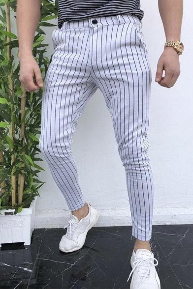 Men's Hot Fashion Stripes Pattern Slim Fit Casual Pencil Pants