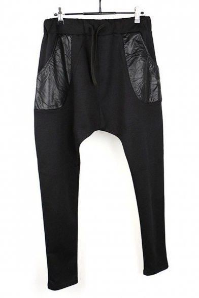 Men's New Fashion Simple Plain Drawstring Waist Slim Fit Sports Sweatpants