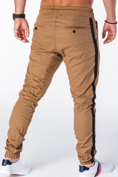 Men's Popular Fashion Stripe Side Drawstring Waist Elastic Cuffs Casual Slim Fit Sports Pencil Pants