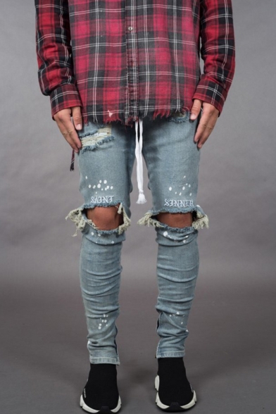 mens spray on ripped jeans