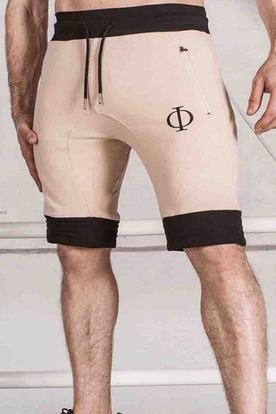 Men's Summer Fashion Cool Camouflage Logo Pattern Zipped Pocket Drawstring Waist Casual Sports Sweat Shorts
