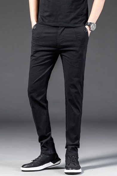 Men's Trendy Classic Simple Plain Slim Fit Business Casual Dress Pants