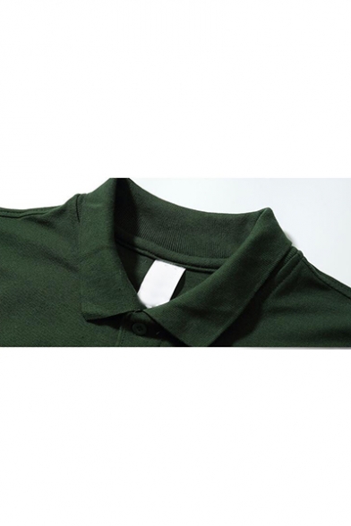 Mens Basic Simple Plain Three-Button Collar Short Sleeve Casual Cotton Polo Shirt