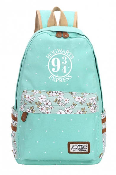 New Trendy Floral Letter Printed Students Large Capacity Nylon School Bag Backpack