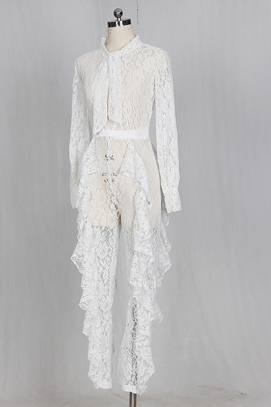 long sleeve lace jumpsuit for womens