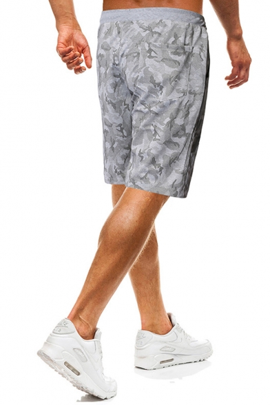 Cool Fashion Camouflage Pattern Drawstring Waist Casual Polyester Sport Sweat Shorts