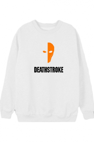 Deathstroke Basic Round Neck Long Sleeve Cotton Loose Pullover Sweatshirt