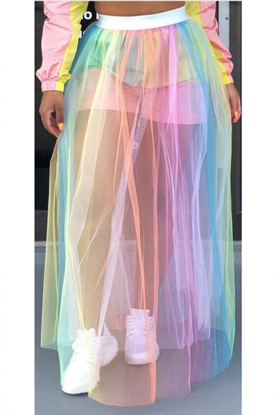 ombre tulle maxi skirt