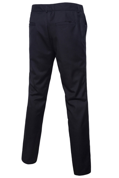 Guys Fashion Simple Plain Straight Tailored Suit Pants Business Dress Pants