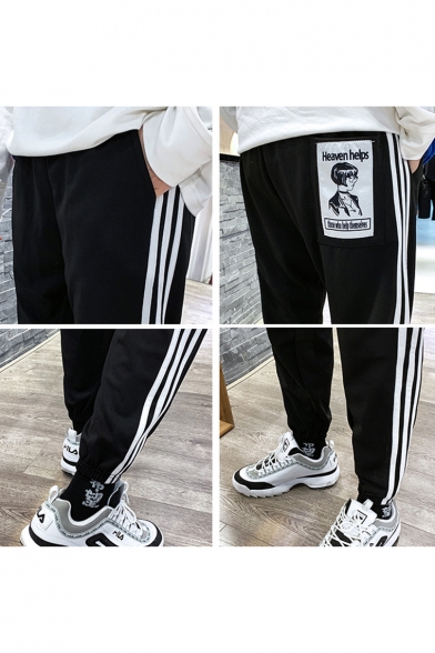 Guys New Fashion Stripe Letter Printed Casual Sweatpants