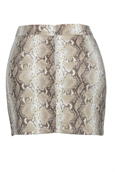 Hot Fashion Womens Snake Print Lace Up Cutout A-Line Mini Skirt