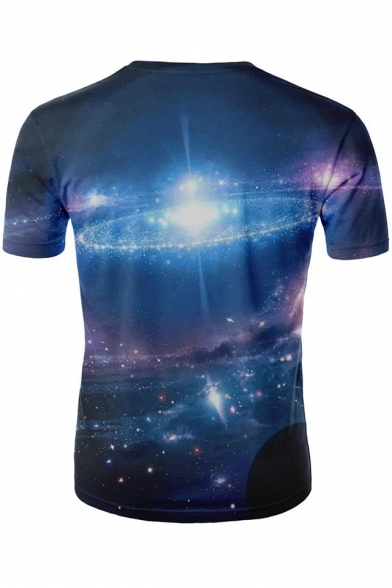 Hot Popular Fancy 3D Starry Galaxy Printed Round Neck Regular Fitted T-Shirt