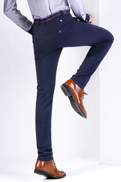 Men's Basic Fashion Contrast Stripe Waist Business Dress Pants