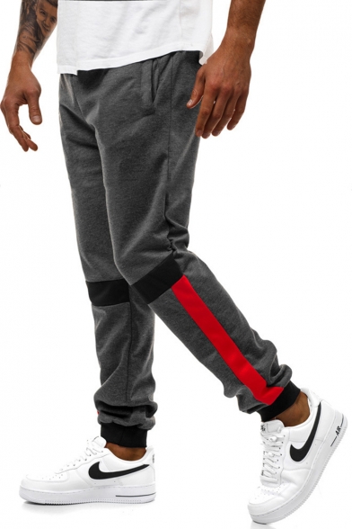 Men's New Fashion Colorblock Patched Drawstring Waist Casual Joggers Sweatpants