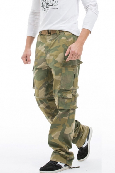 NEW KAM Mens Casual Camo Cargo Combat Pants Green Camouflage Waist 30-64