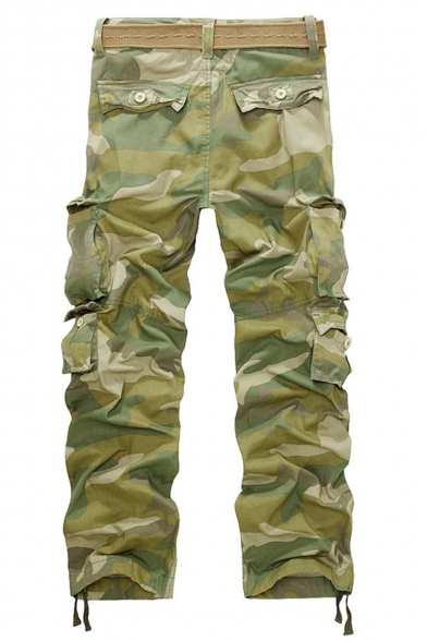 Men's Popular Fashion Cool Camouflage Printed Army Green Multi-pocket Tactical Trousers Cargo Pants