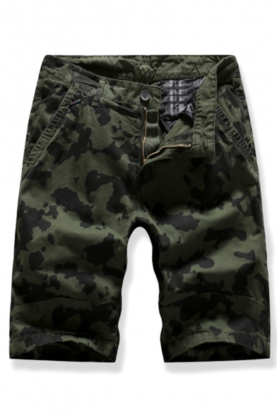 Men's Summer Trendy Cool Camouflage Printed Zipped Cargo Shorts