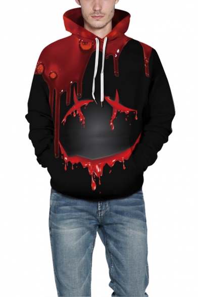 New Fashion Halloween Blood Smile Face Print Black Unisex Hoodie
