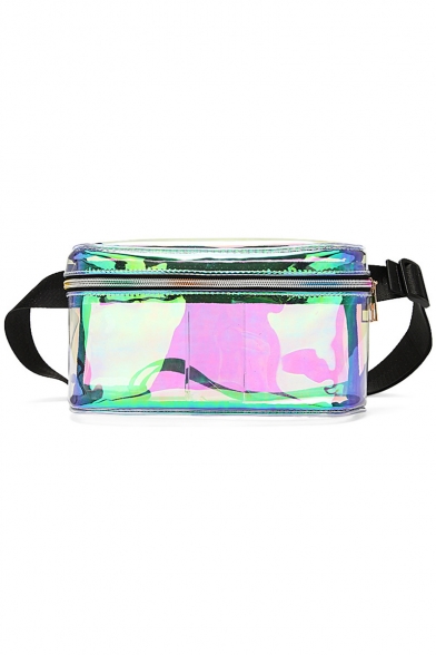 New Trendy Solid Color Transparent Laser Beach Bag PVC Belt Bag 23*12.5*5 CM