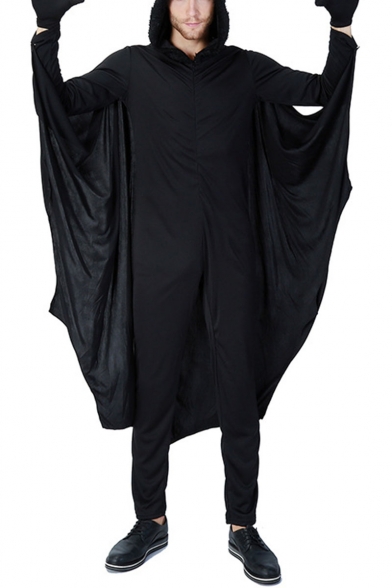 Popular Simple Plain Bat Shape Cosplay Costume Black Bodysuit Jumpsuits