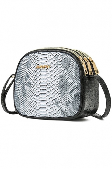 Trendy Crocodile Pattern Multiple Compartment Zipper Crossbody Bag for Women 21*7*16 CM