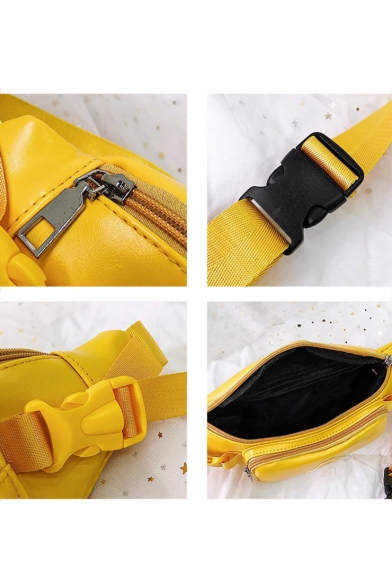 Unisex Fashion Solid Color Letter A Patched Crossbody Belt Bag 32*13*5 CM