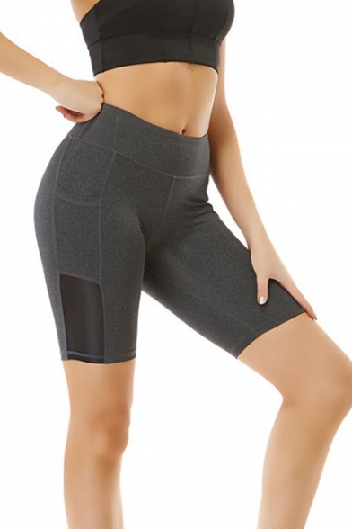Womens New Stylish Pocket Side Running Training Yoga Slim Fit Half Shorts