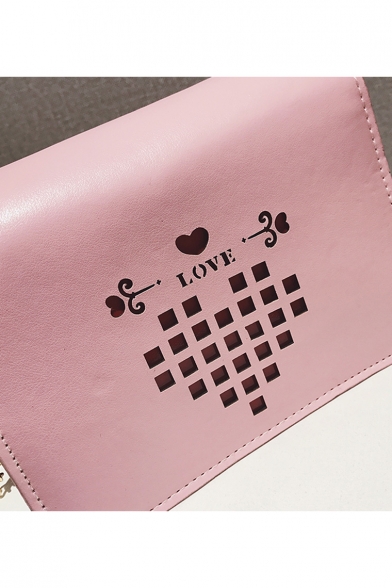 Fashion Hollow-out Plaid Heart Letter LOVE Pattern Crossbody Bag 19*14*8 CM