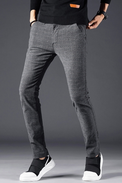 Fashion Simple Plain Casual Cotton Slim Dress Pants for Men