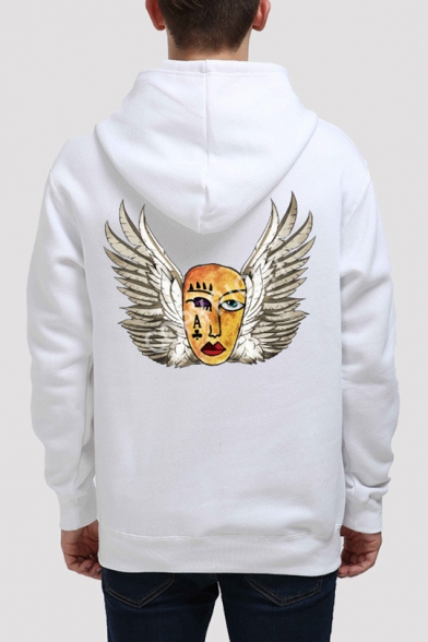 Guys Cool Wing Face Printed Loose Fitted Hoodie