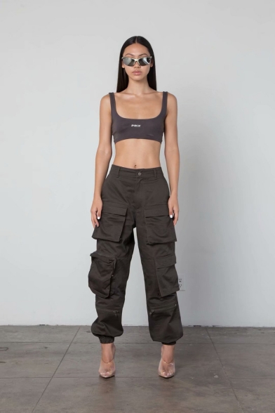 

Hot Stylish Multi Pocket Elastic Cuff Casual Straight Pants, Black;coffee;camouflage, LM550651