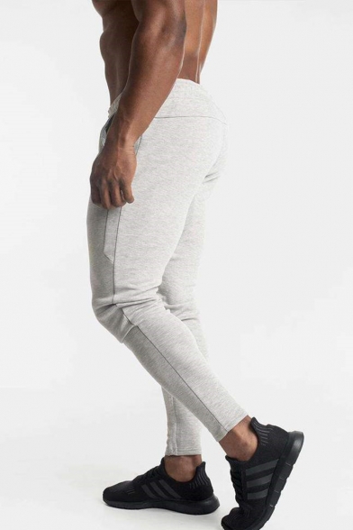 Men's Popular Fashion Letter Printed Zipped Pocket Drawstring Waist Casual Slim Sports Sweatpants