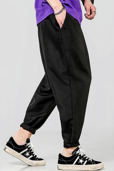 Men's Popular New Fashion Simple Plain Casual Loose Carrot Pants