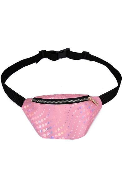 Stylish Laser Polka Dot Pattern Waist Belt Bag with Zipper 24*10*2 CM
