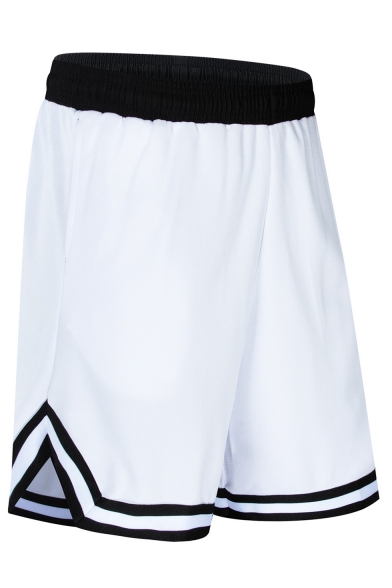 Summer New Fashion Contrast Stripe Trim Elastic Waist Basketball Shorts Casual Sport Shorts